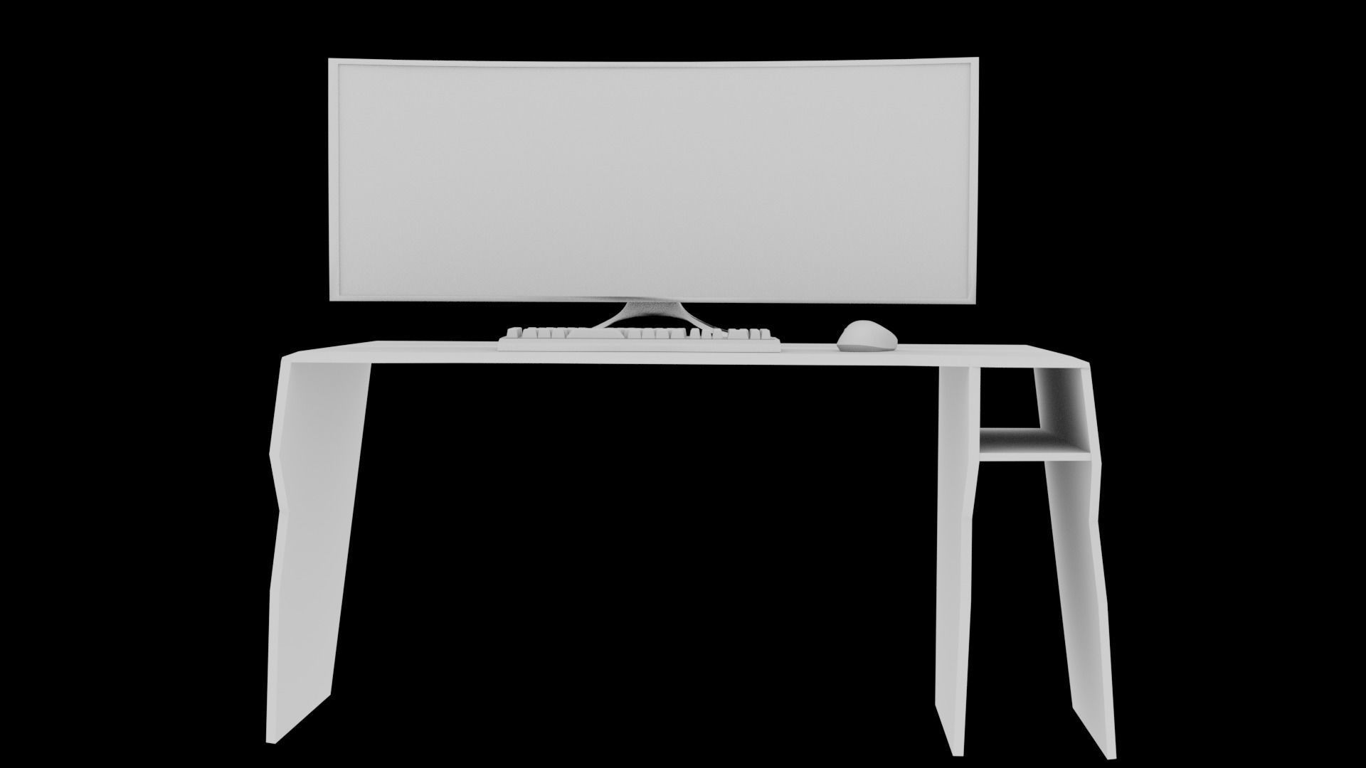 table office with display keyboard and mouse 3D model_6