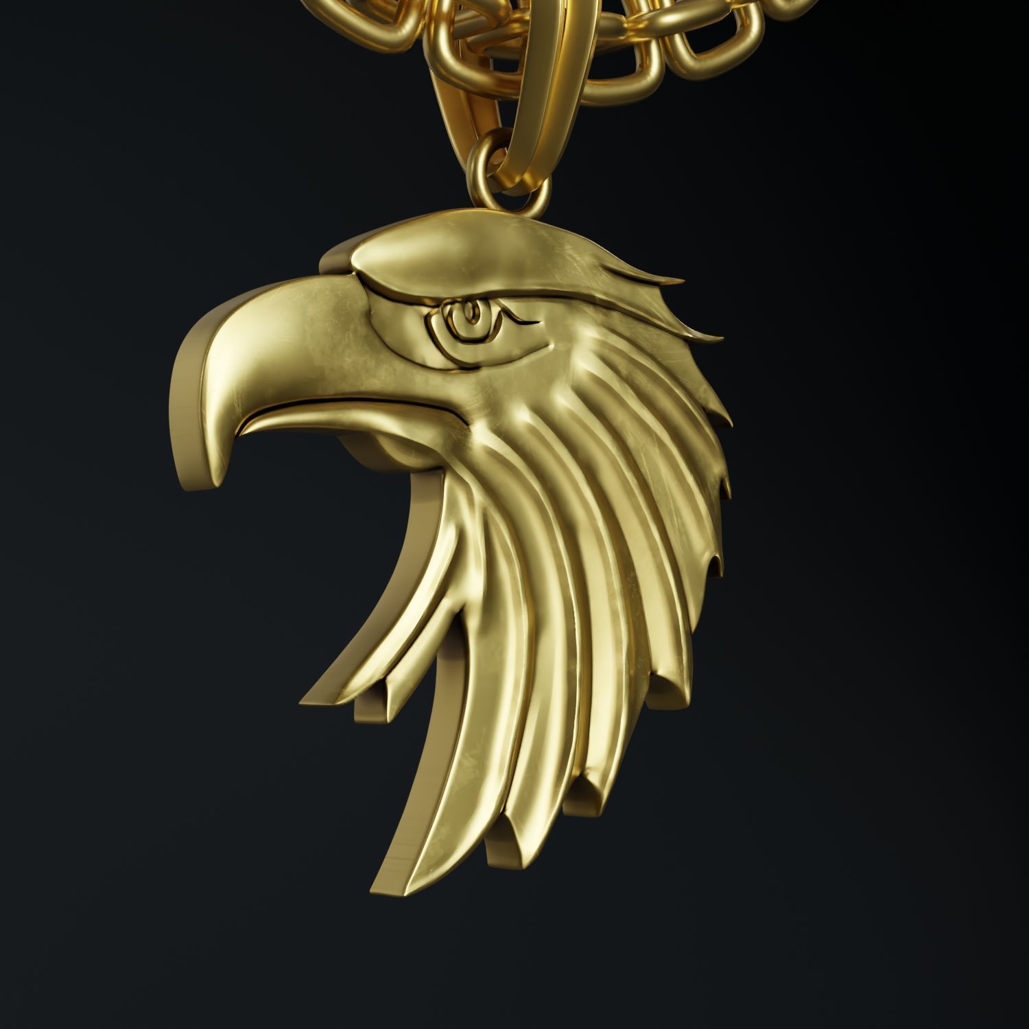 Eagle Stylized Pendant Coin Amulet Necklace 3D print model_1