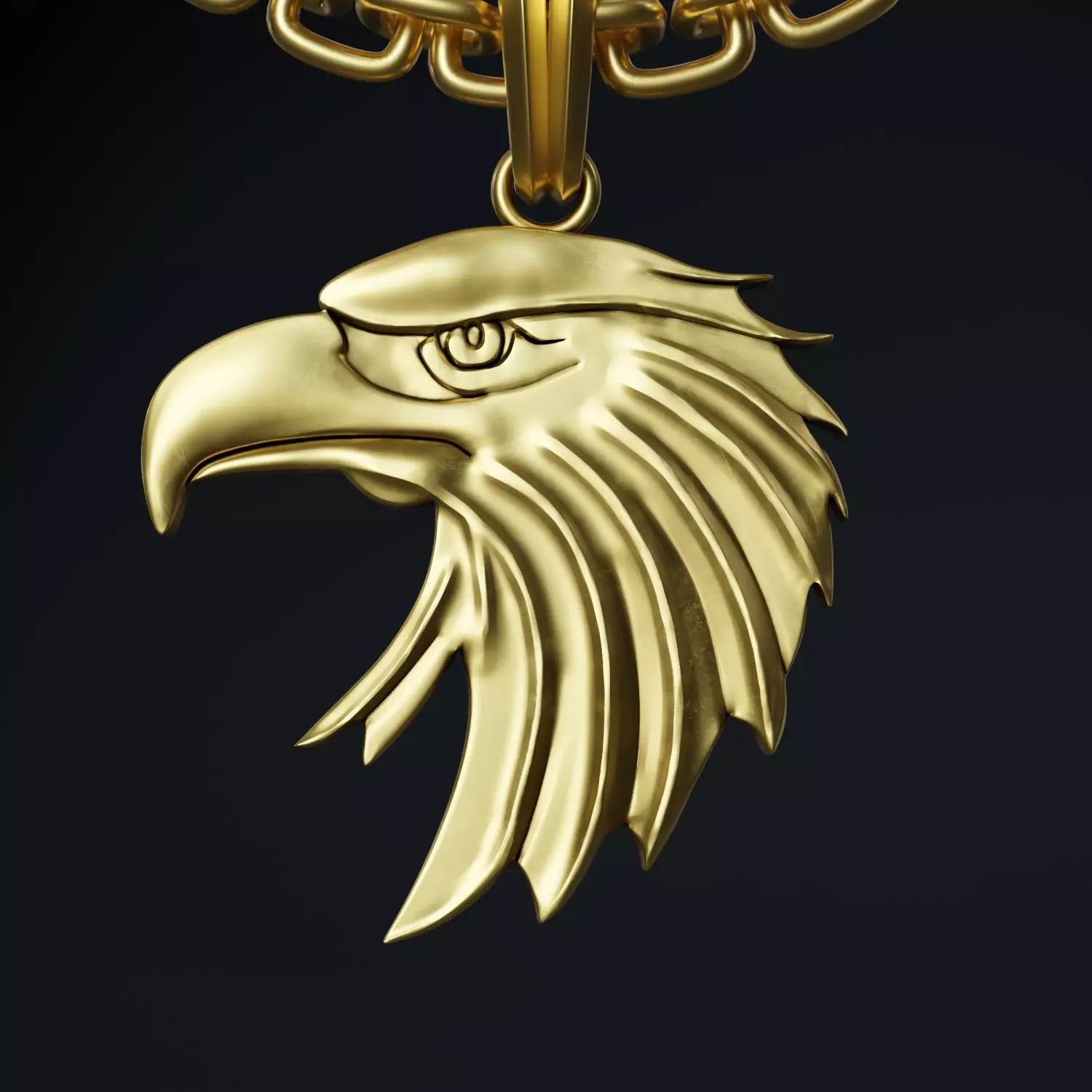 Eagle Stylized Pendant Coin Amulet Necklace 3D print model_0
