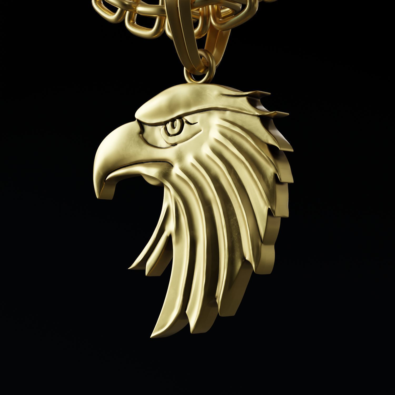 Eagle Stylized Pendant Coin Amulet Necklace 3D print model_2