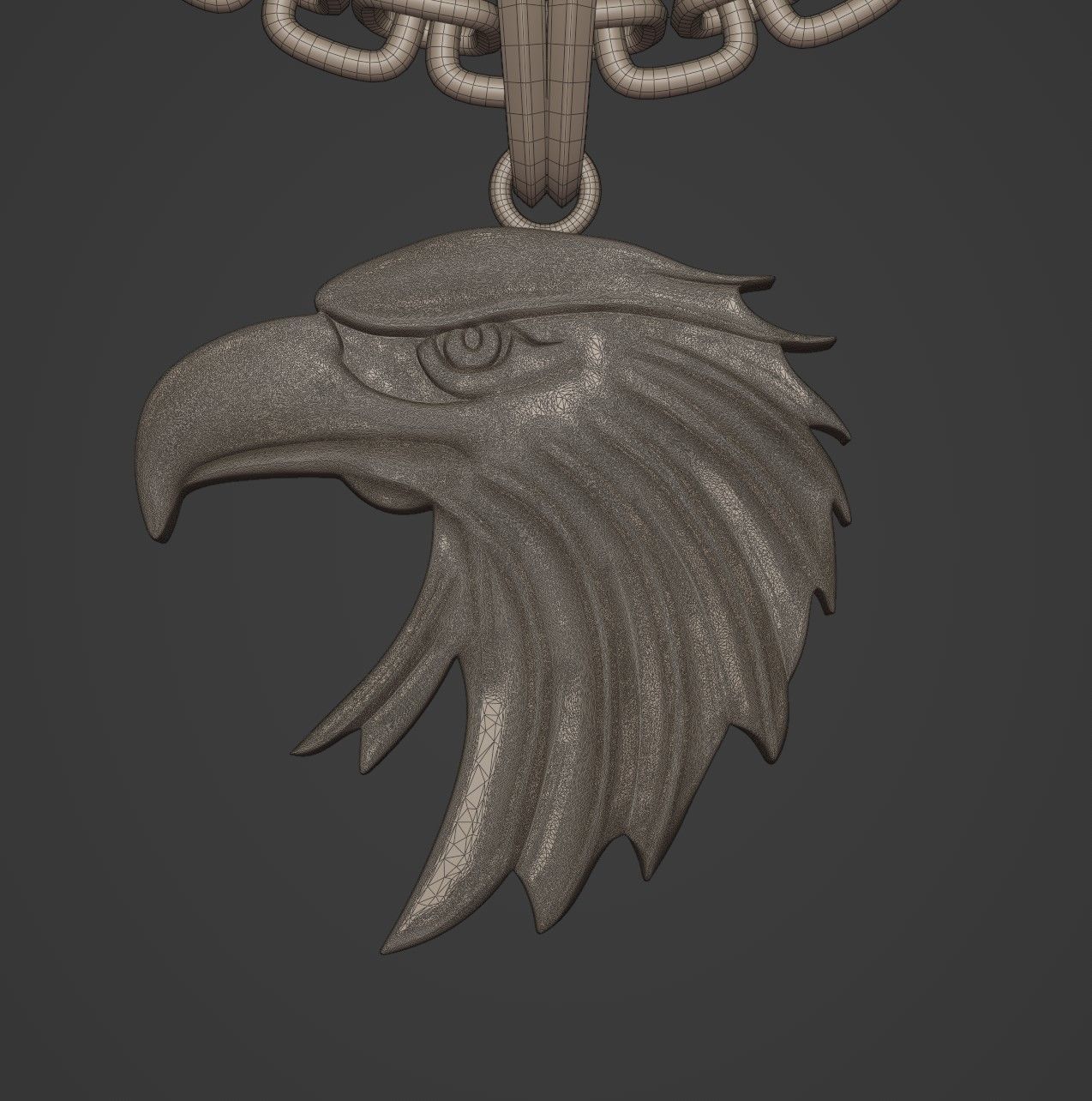 Eagle Stylized Pendant Coin Amulet Necklace 3D print model_12