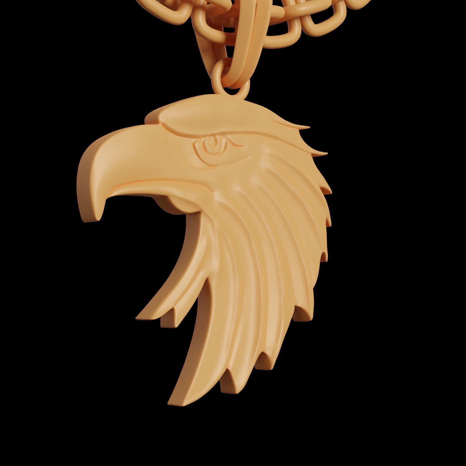 Eagle Stylized Pendant Coin Amulet Necklace 3D print model_8