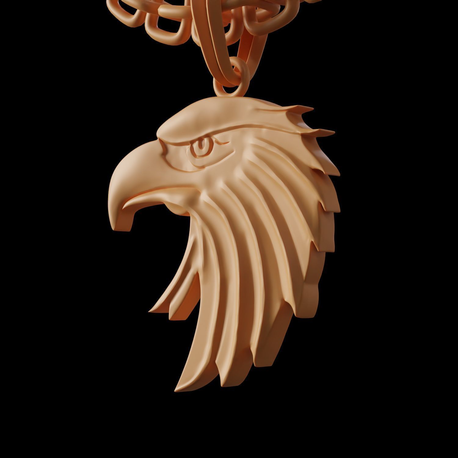 Eagle Stylized Pendant Coin Amulet Necklace 3D print model_7