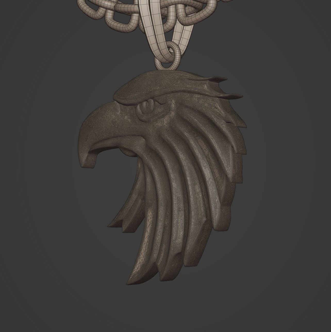 Eagle Stylized Pendant Coin Amulet Necklace 3D print model_13