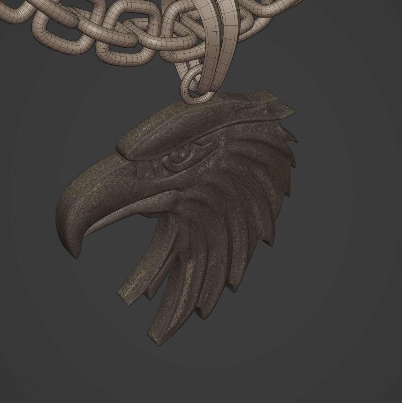 Eagle Stylized Pendant Coin Amulet Necklace 3D print model_17