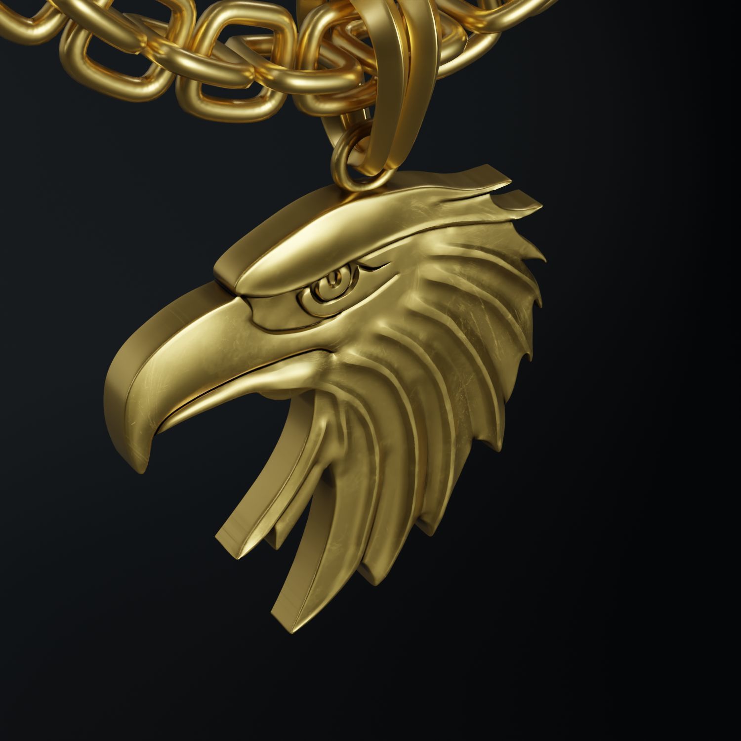 Eagle Stylized Pendant Coin Amulet Necklace 3D print model_4