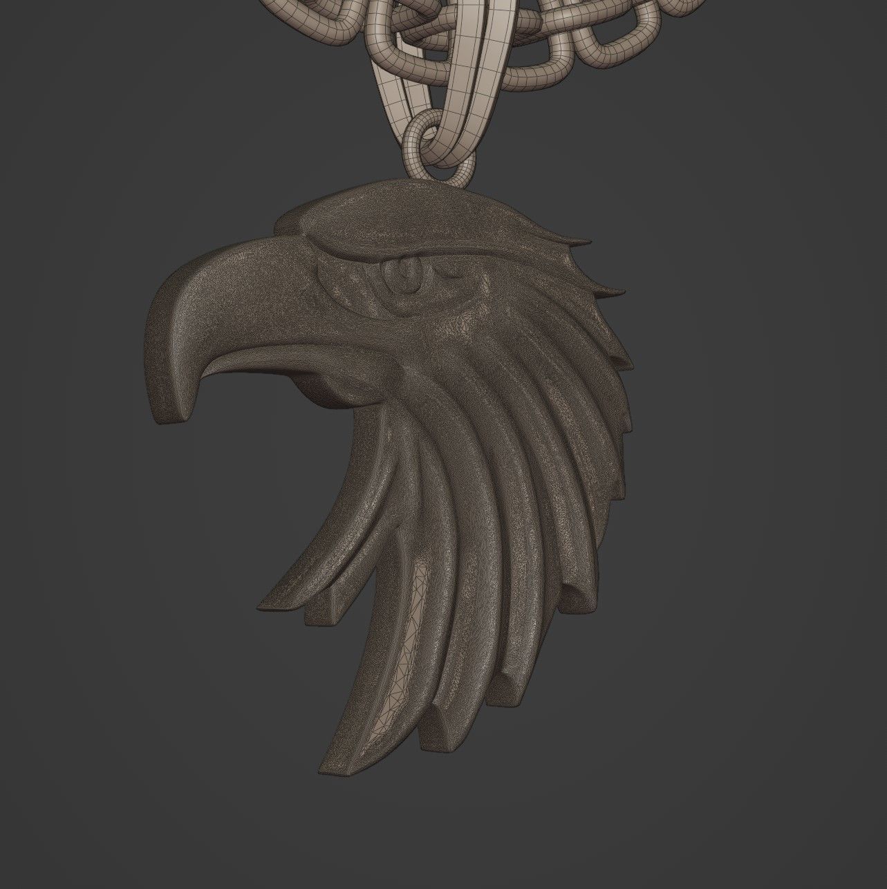 Eagle Stylized Pendant Coin Amulet Necklace 3D print model_14