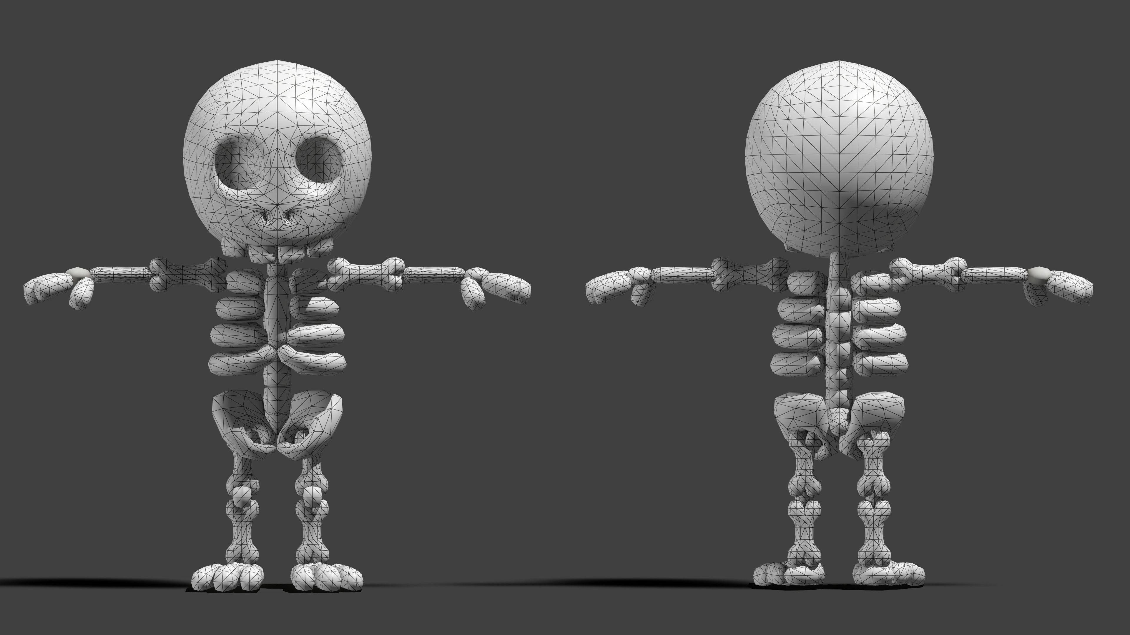 Cartoon Skeleton - Game Ready Low-poly 3D model_8