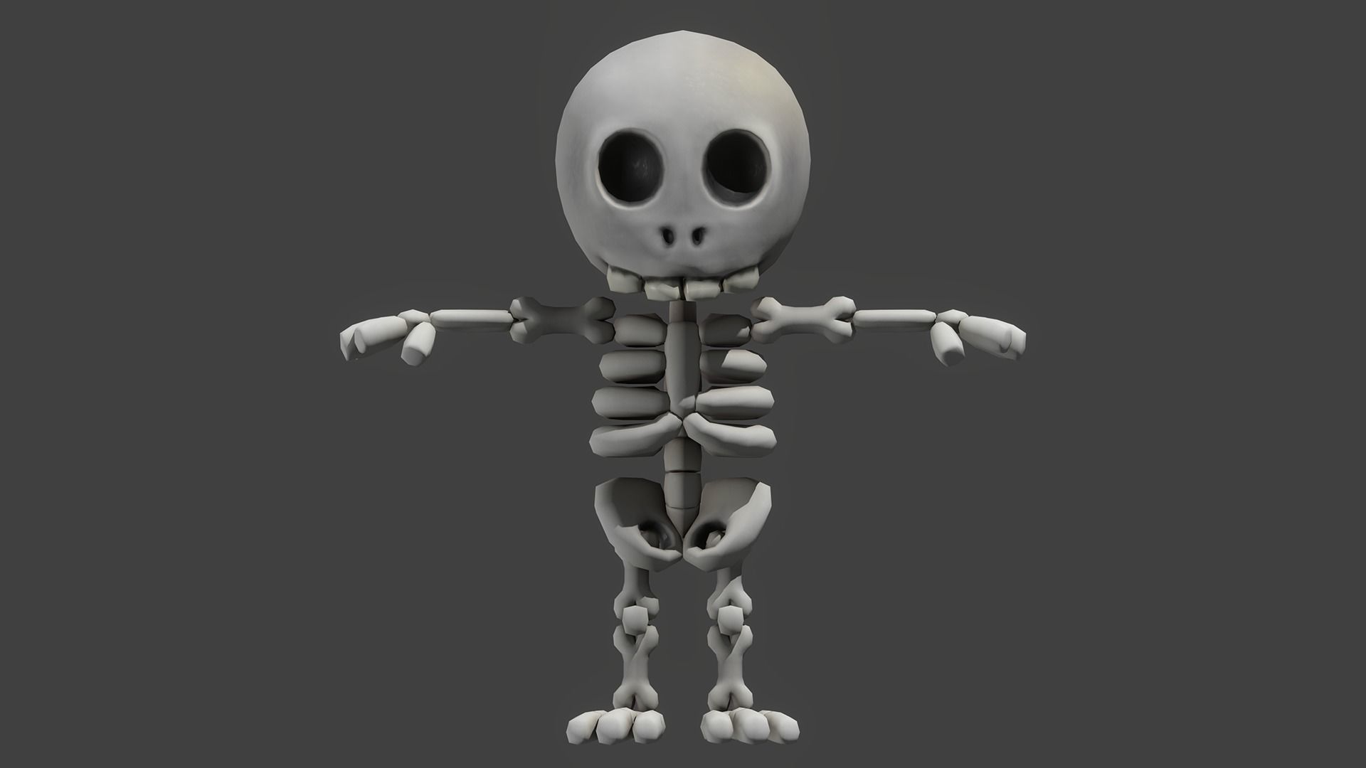 Cartoon Skeleton - Game Ready Low-poly 3D model_4
