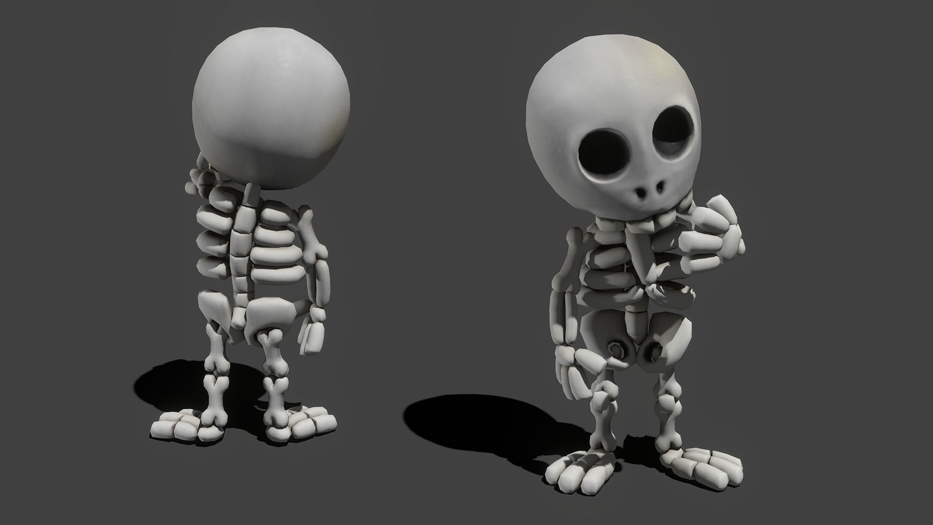 Cartoon Skeleton - Game Ready Low-poly 3D model_7