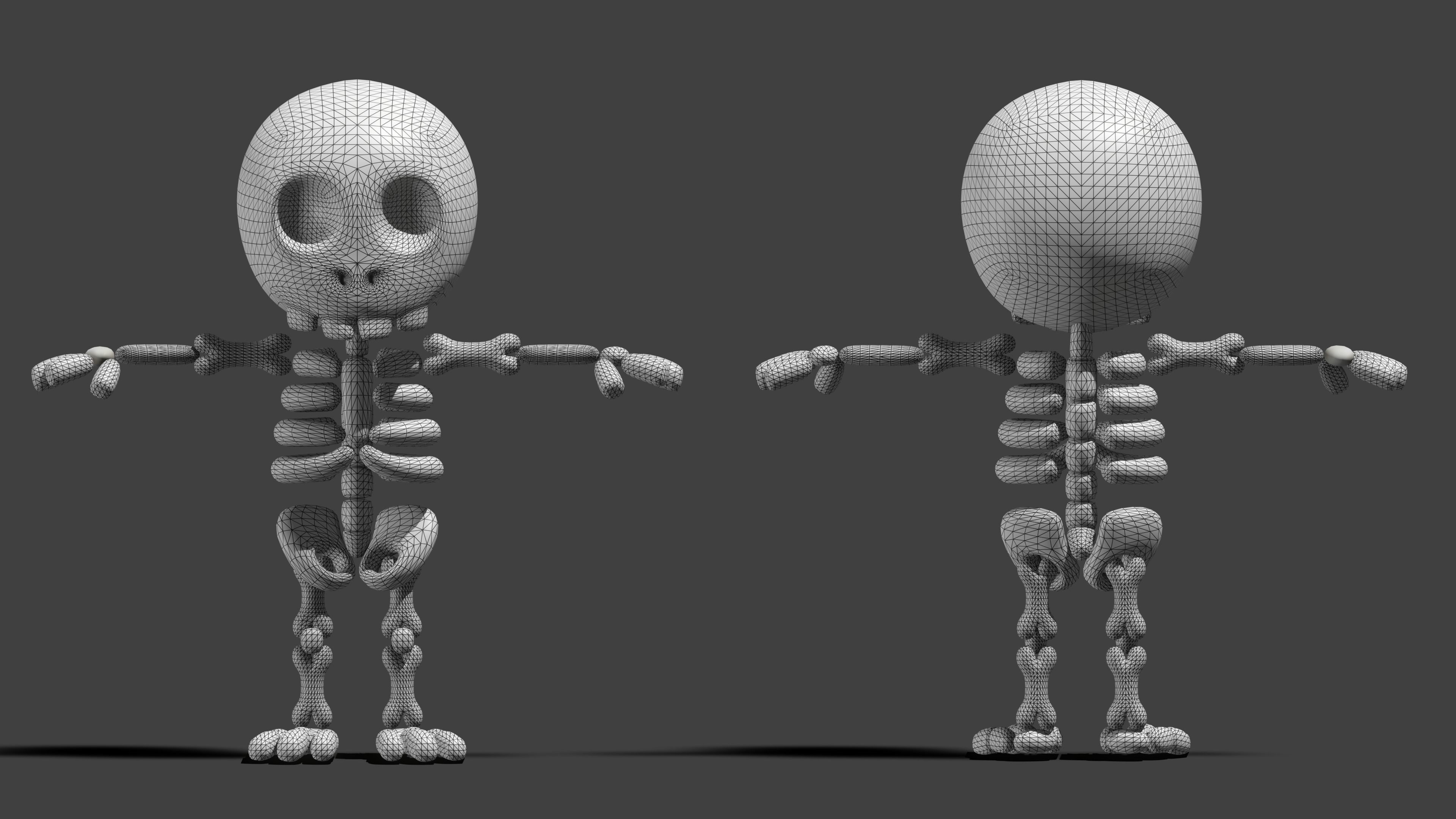 Cartoon Skeleton - Game Ready Low-poly 3D model_9