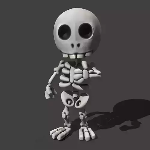 Cartoon Skeleton - Game Ready Low-poly 3D model