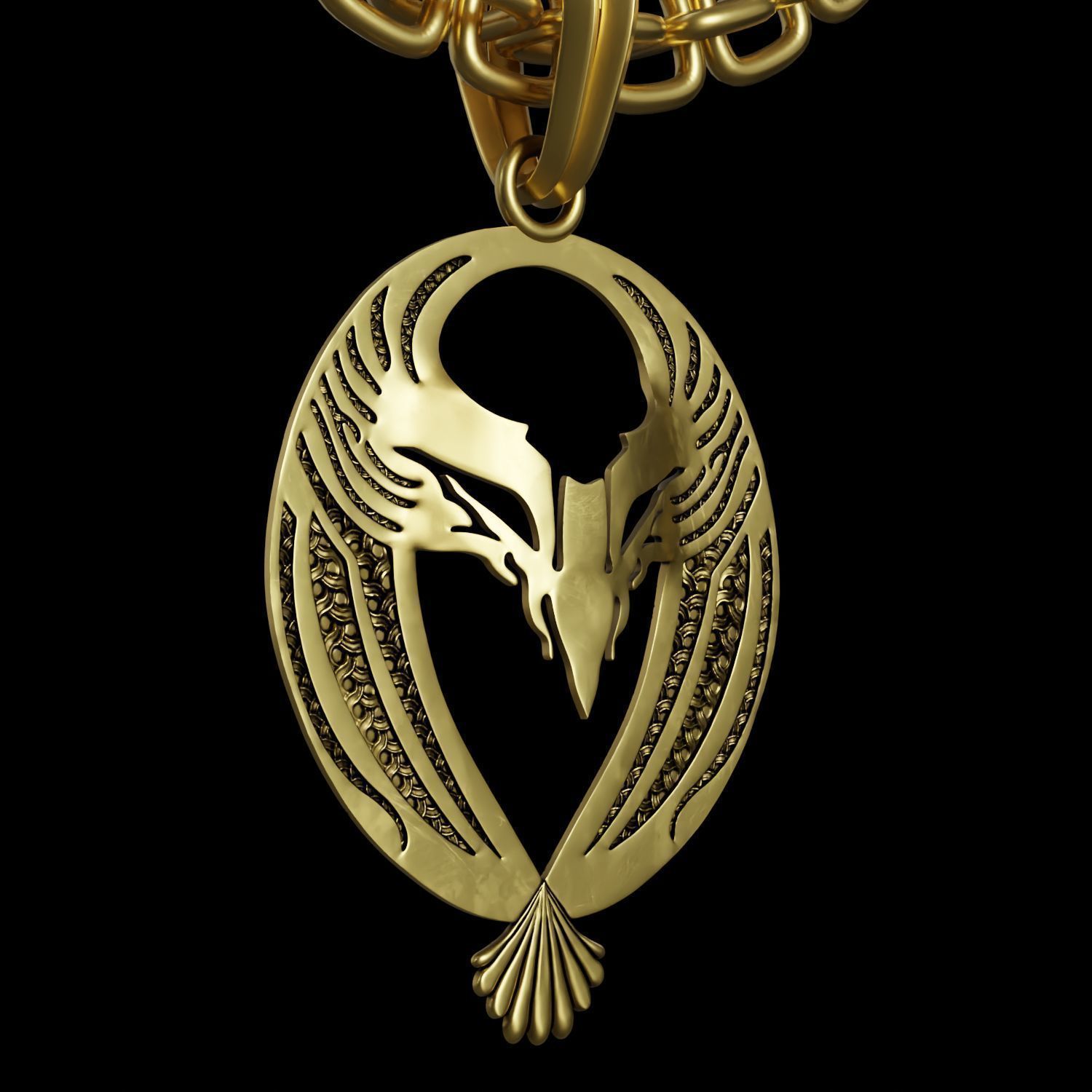 Eagle Stylized Pendant Amulet Necklace 3D print model_4