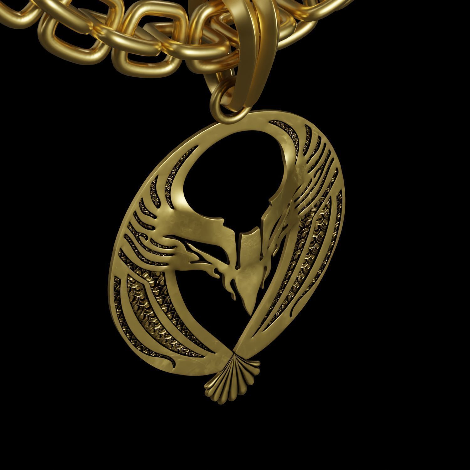 Eagle Stylized Pendant Amulet Necklace 3D print model_7