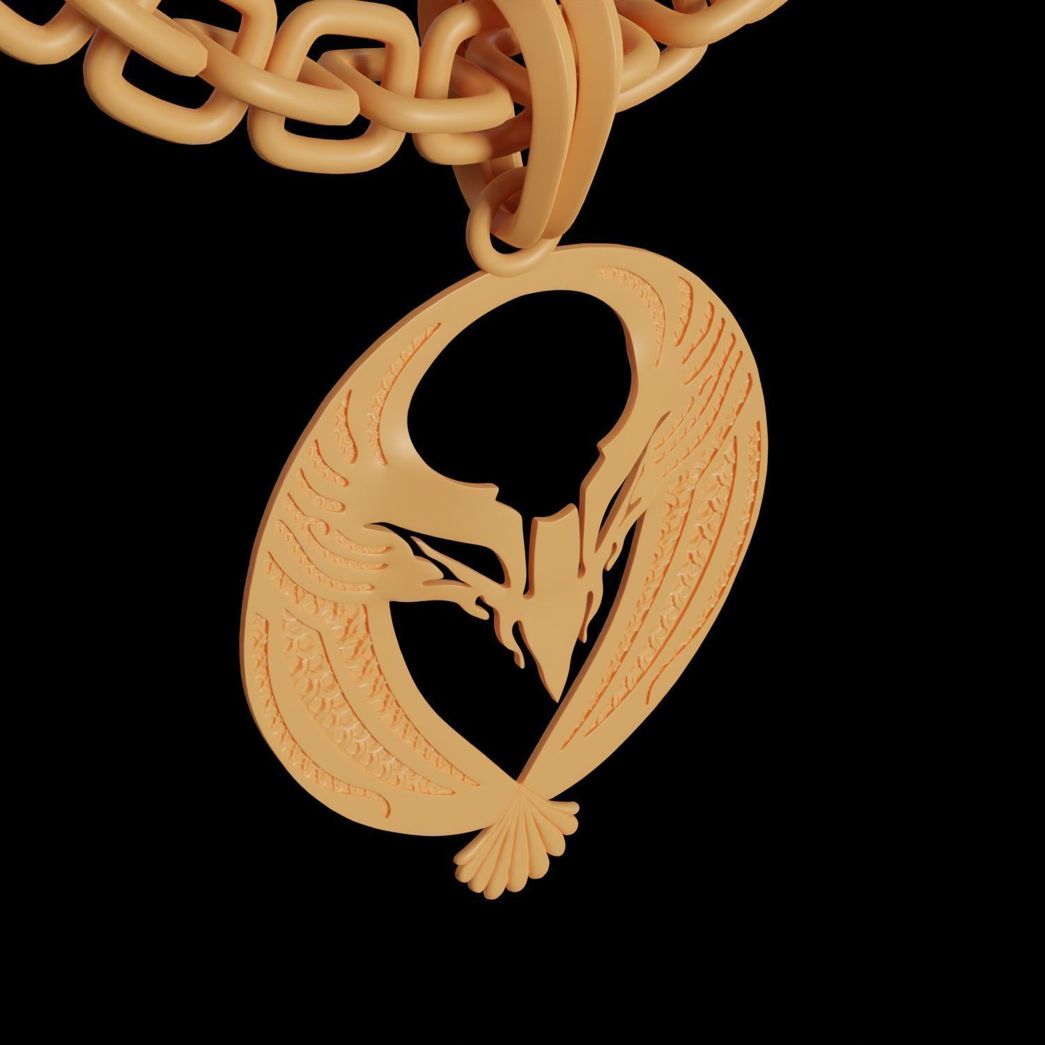 Eagle Stylized Pendant Amulet Necklace 3D print model_12