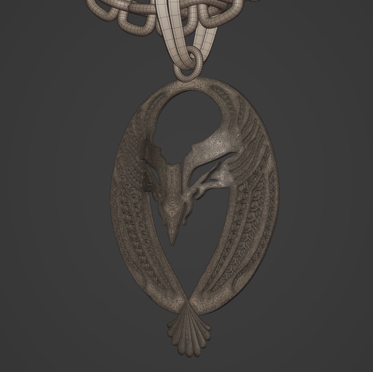 Eagle Stylized Pendant Amulet Necklace 3D print model_14