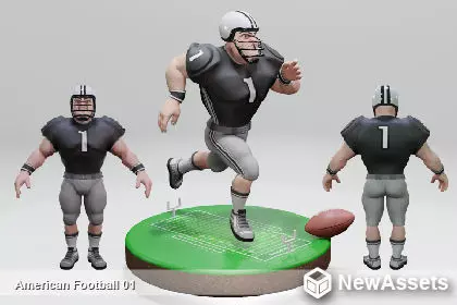 American Football Touchdown Character 01 Low-poly 3D model_0