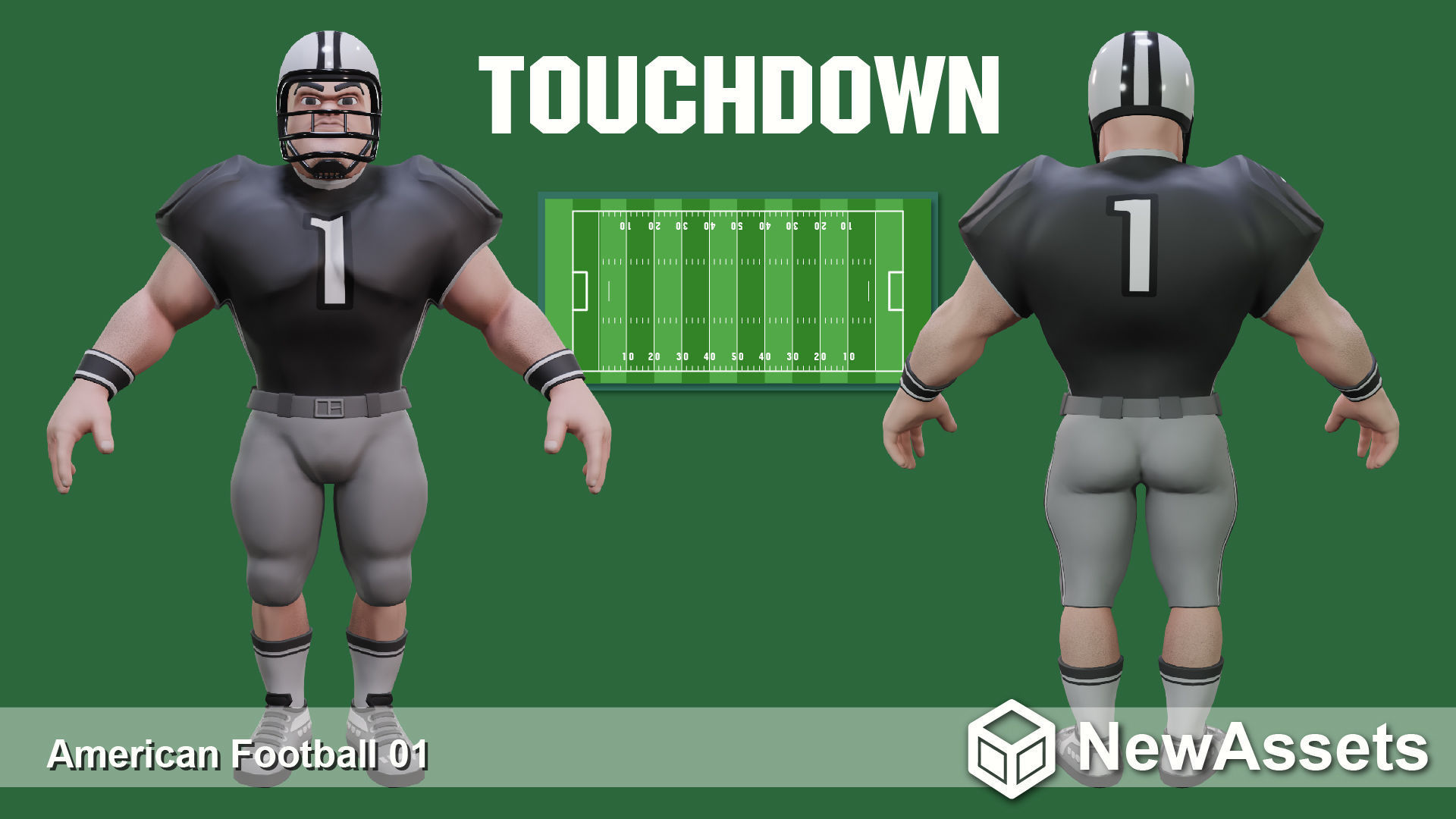 American Football Touchdown Character 01 Low-poly 3D model_2