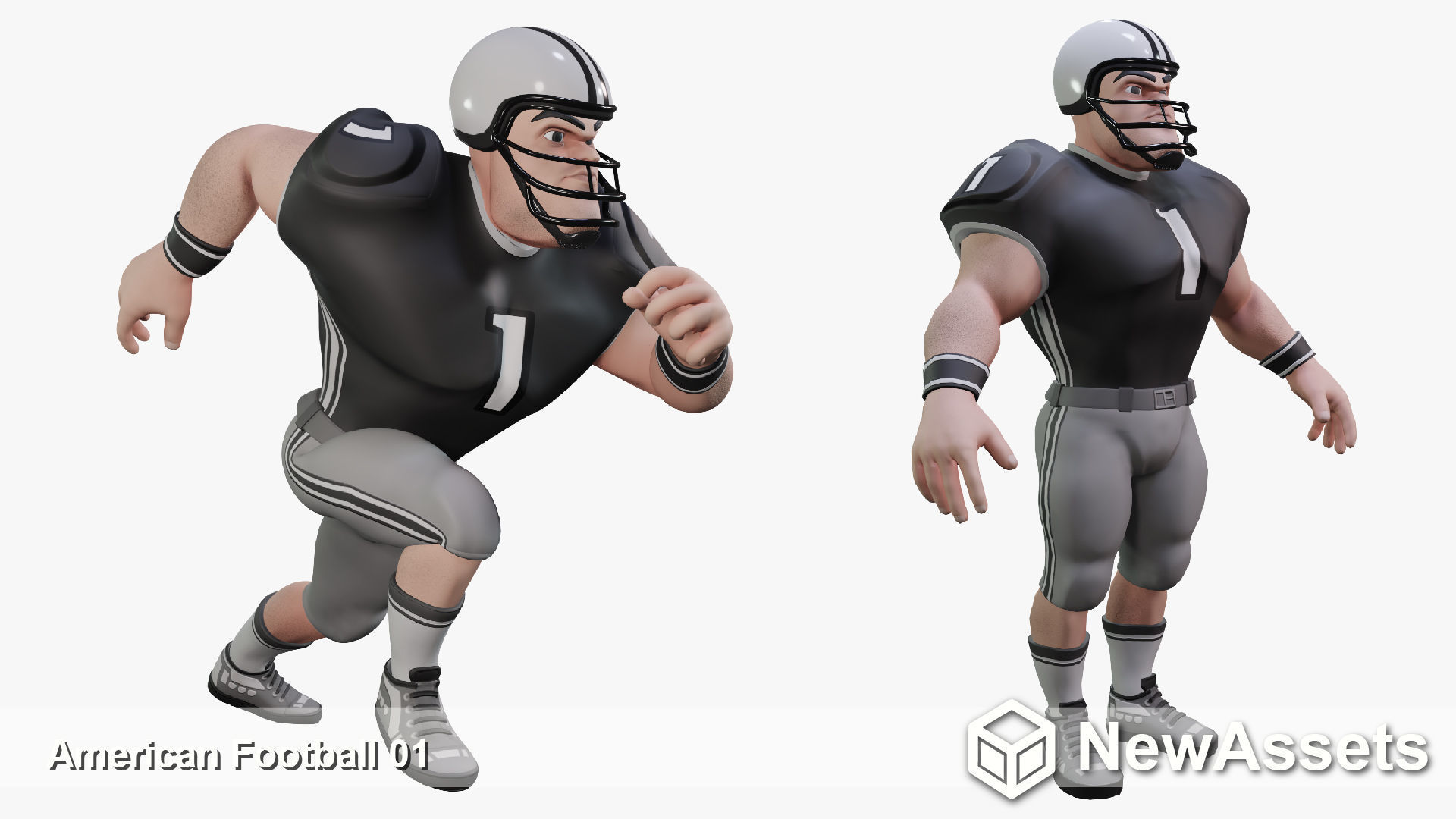 American Football Touchdown Character 01 Low-poly 3D model_1