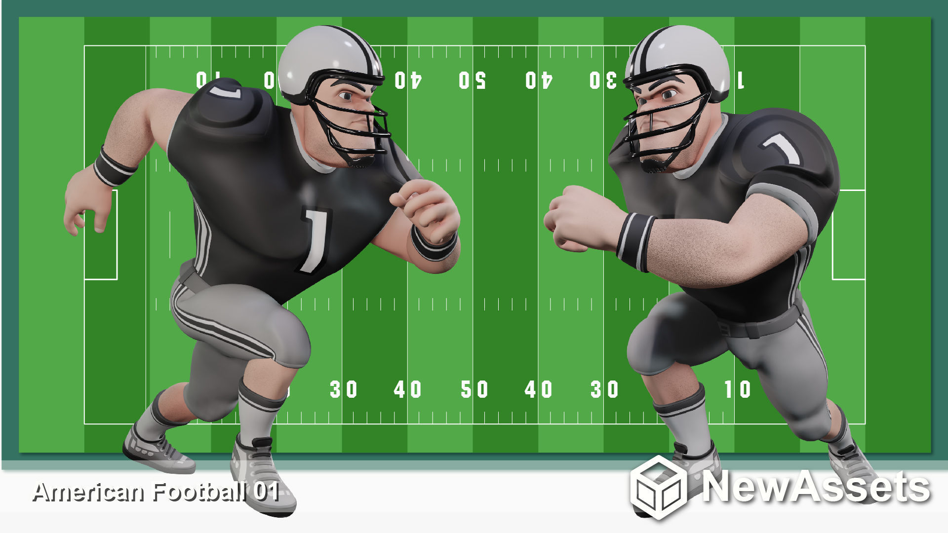 American Football Touchdown Character 01 Low-poly 3D model_3