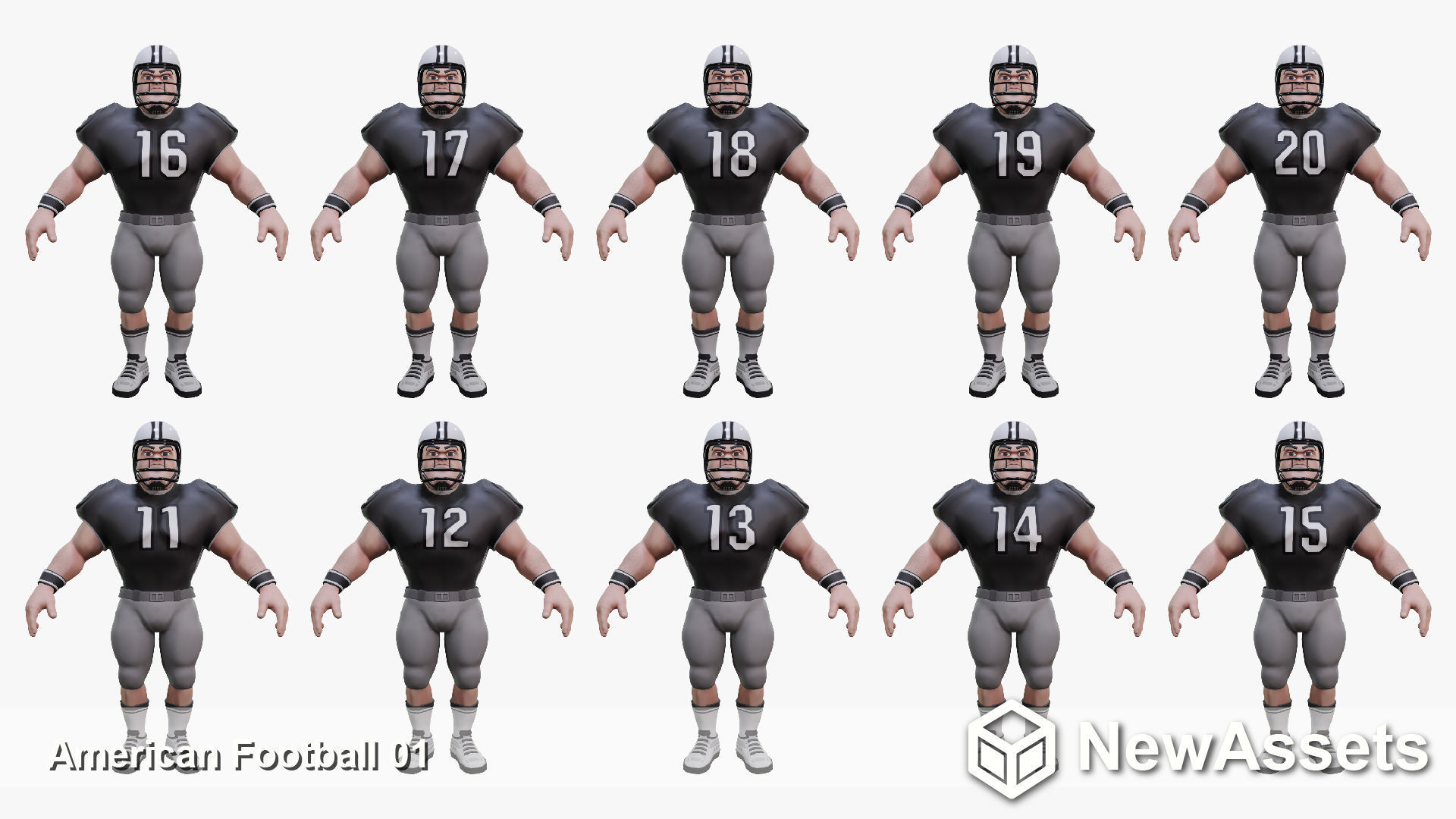 American Football Touchdown Character 01 Low-poly 3D model_5
