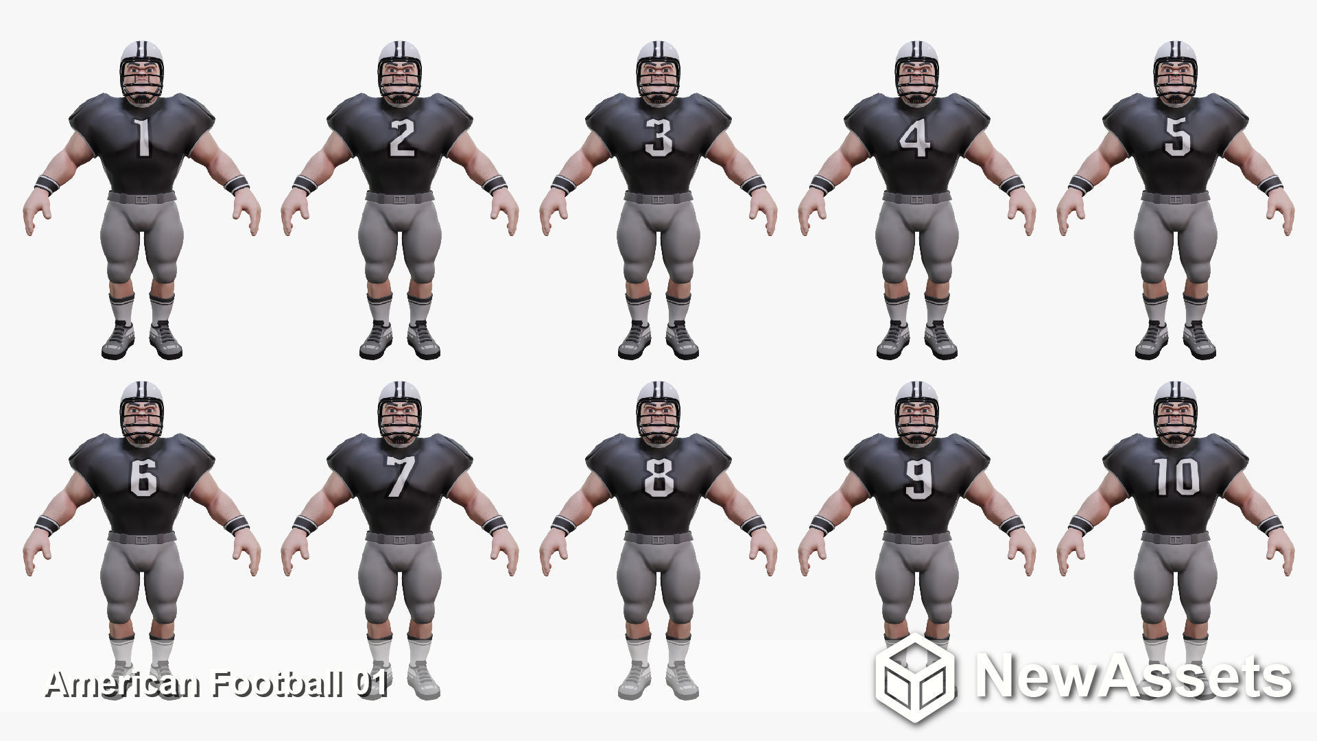 American Football Touchdown Character 01 Low-poly 3D model_4