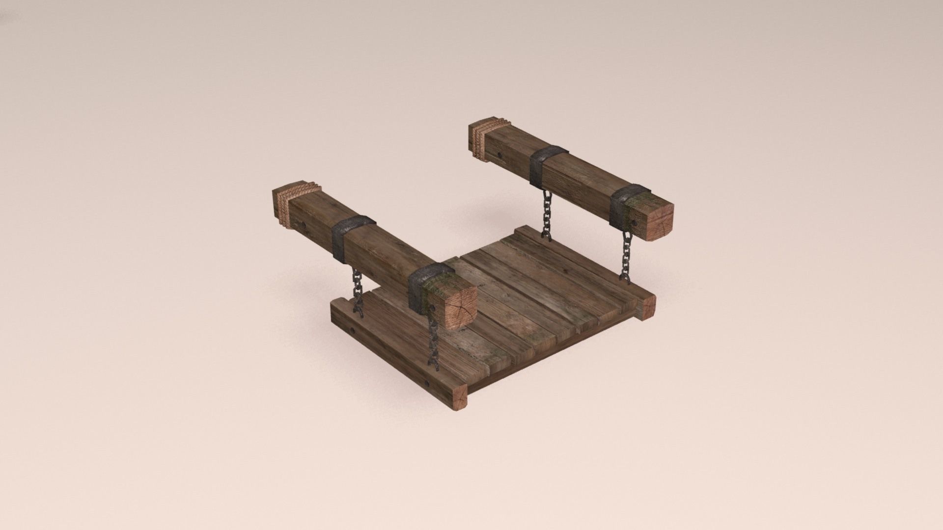 Wooden platforms modular collection Low-poly 3D model_5