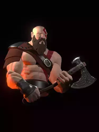 Stylized Kratos from God of War - Model with Axe or Hammer 3D print model