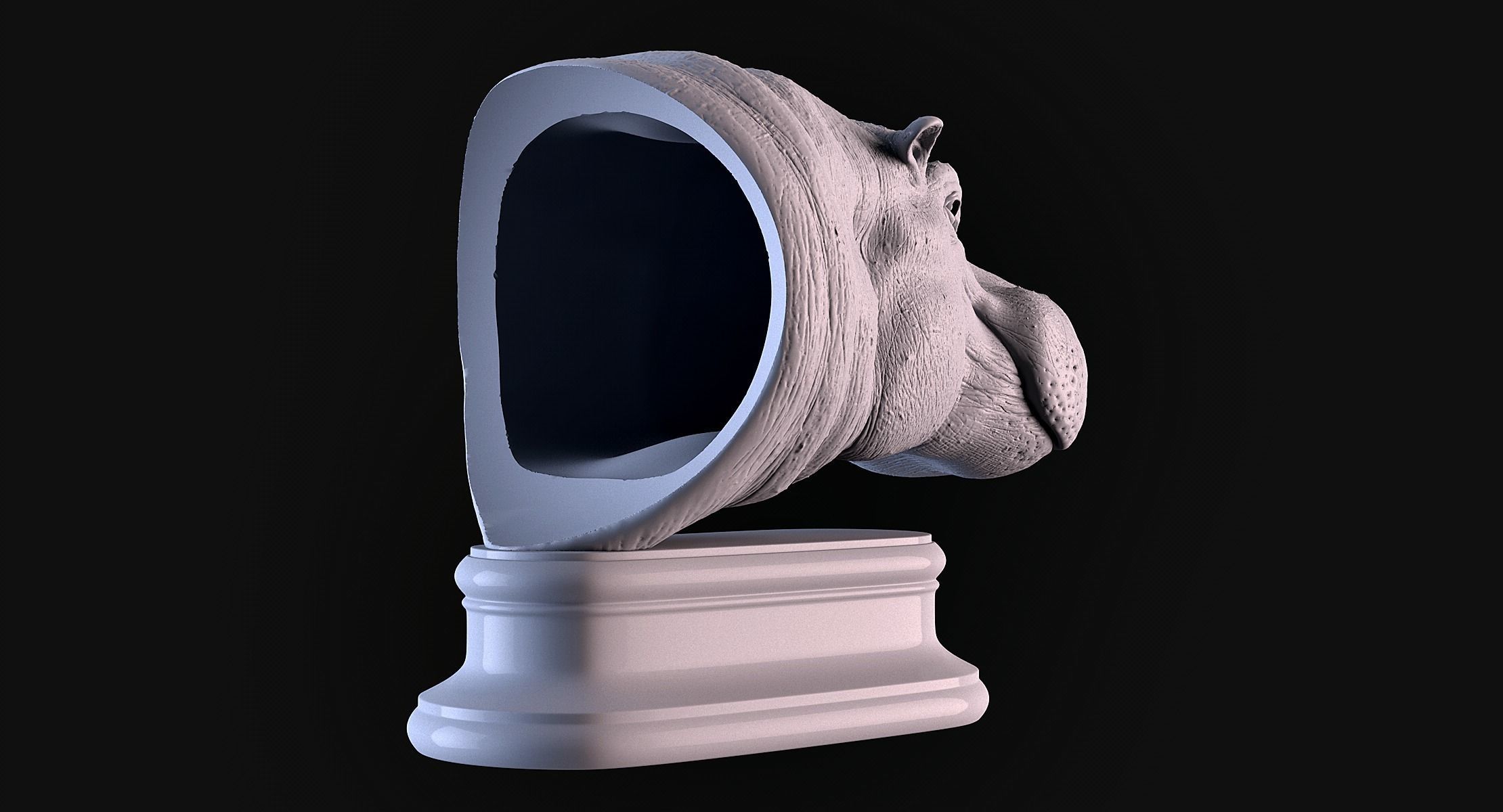 Hippopotamus Head 3D print model_4