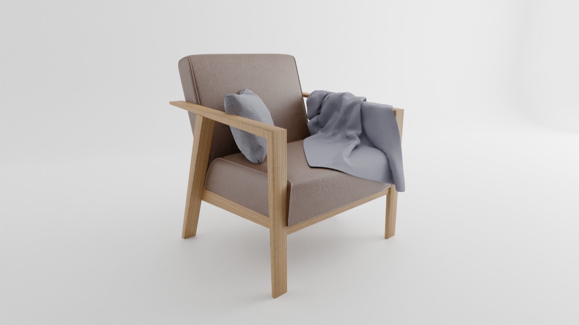 Realistc Armchair with blanket and cushion 3D model_7