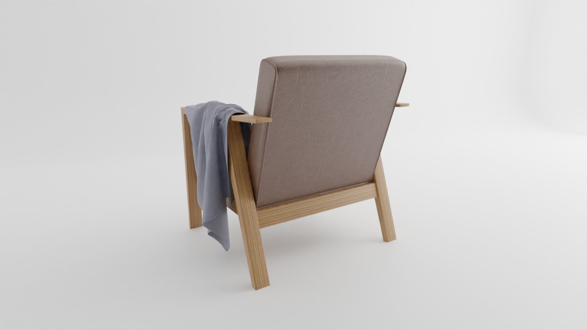 Realistc Armchair with blanket and cushion 3D model_4