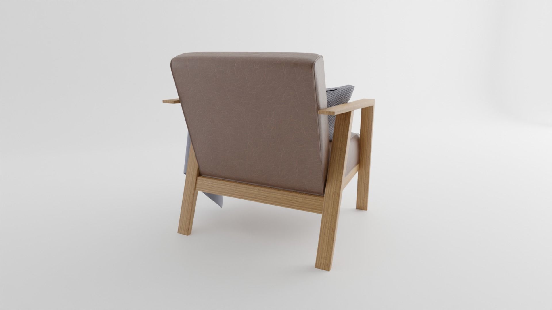 Realistc Armchair with blanket and cushion 3D model_5
