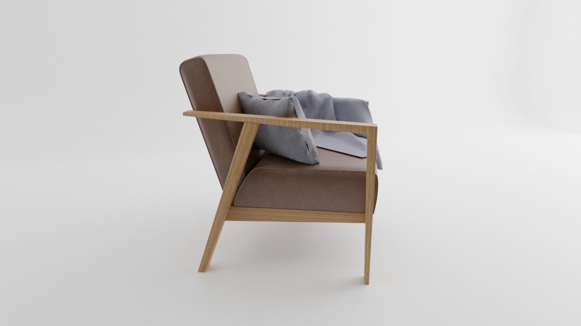 Realistc Armchair with blanket and cushion 3D model_6