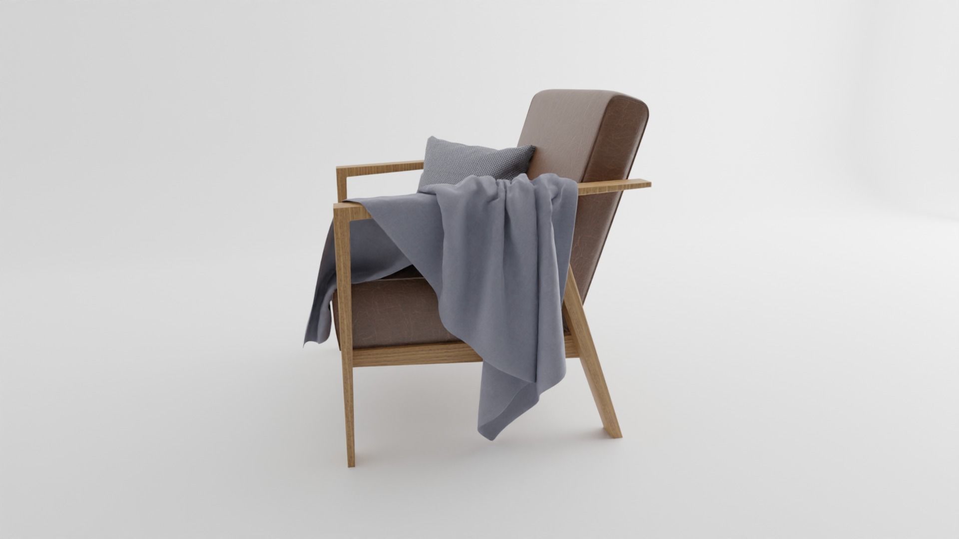 Realistc Armchair with blanket and cushion 3D model_3
