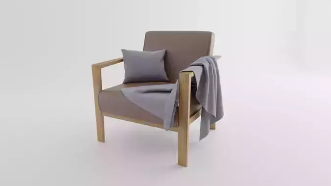 Realistc Armchair with blanket and  cushion