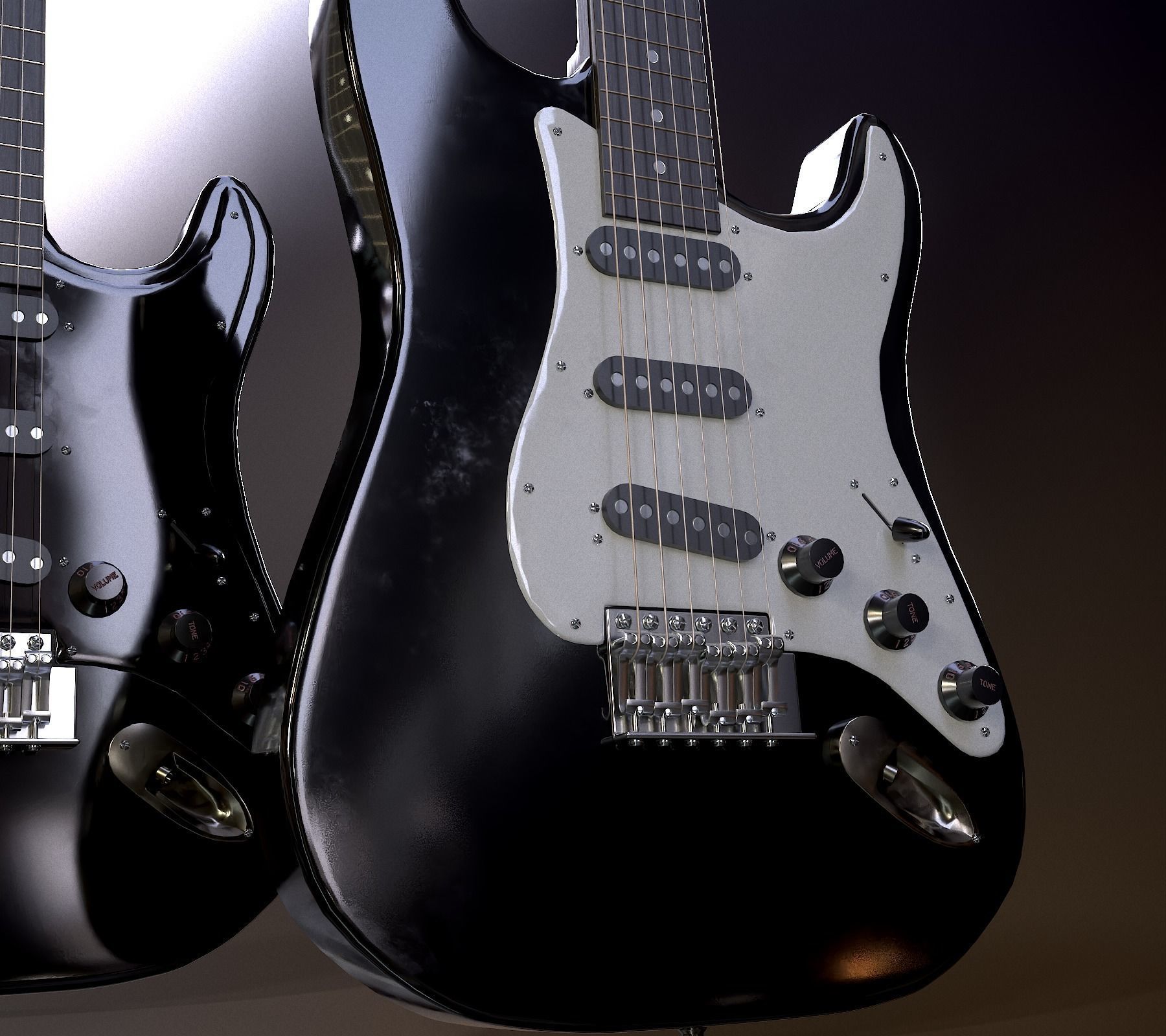 Rock Guitar with Amplifier Low-poly 3D model_5