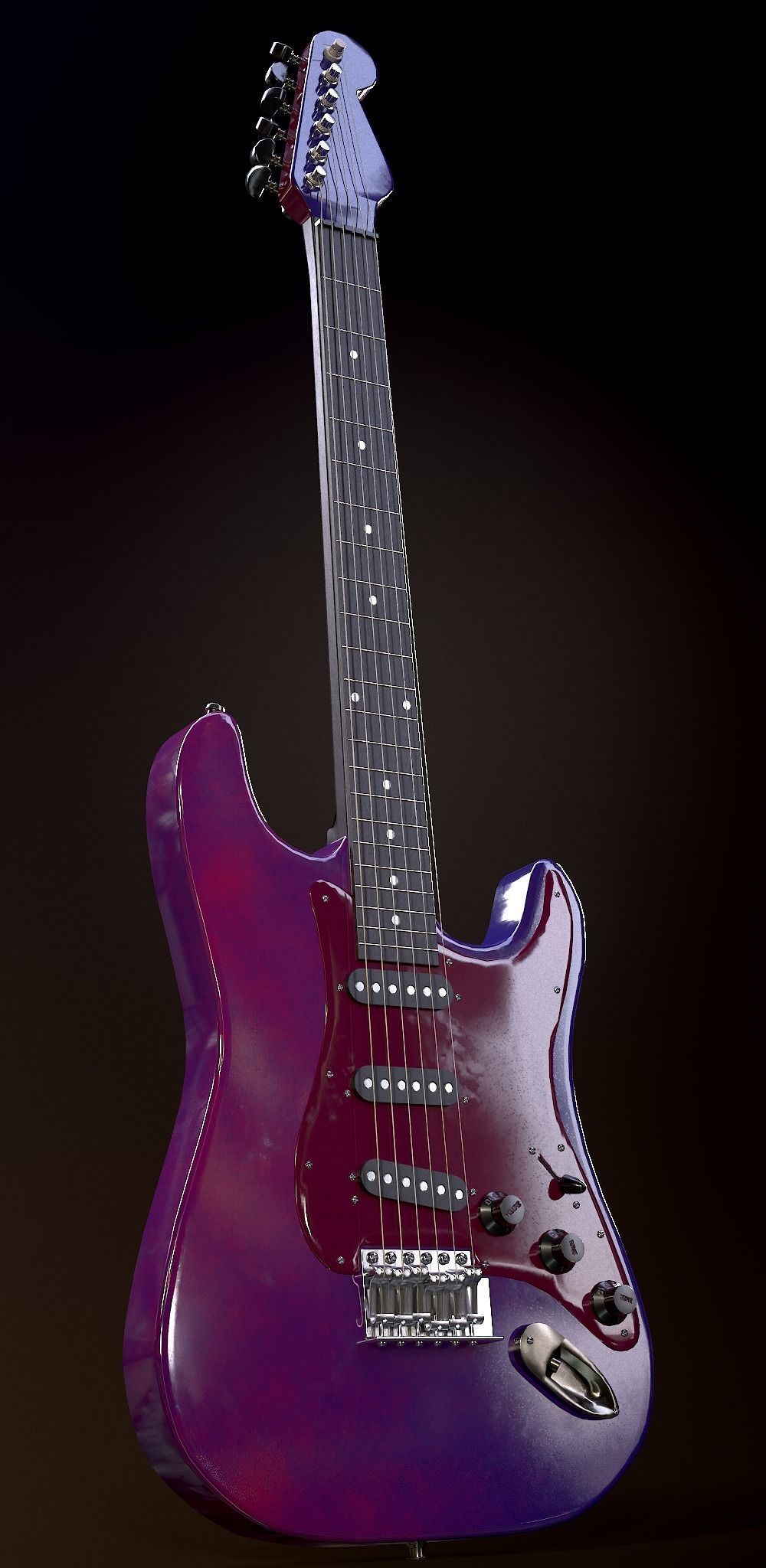 Rock Guitar with Amplifier Low-poly 3D model_8