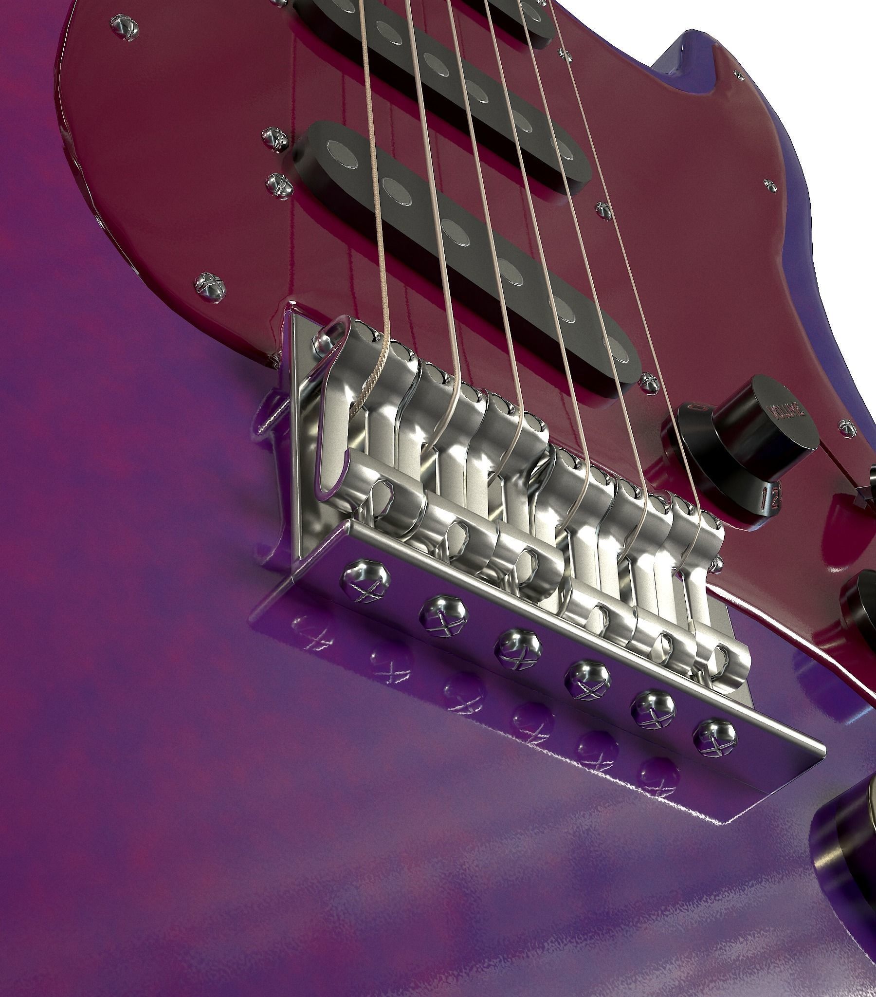 Rock Guitar with Amplifier Low-poly 3D model_23