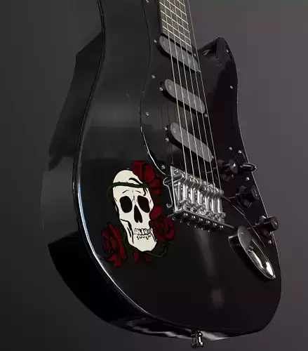 Rock Guitar with Amplifier Low-poly 3D model