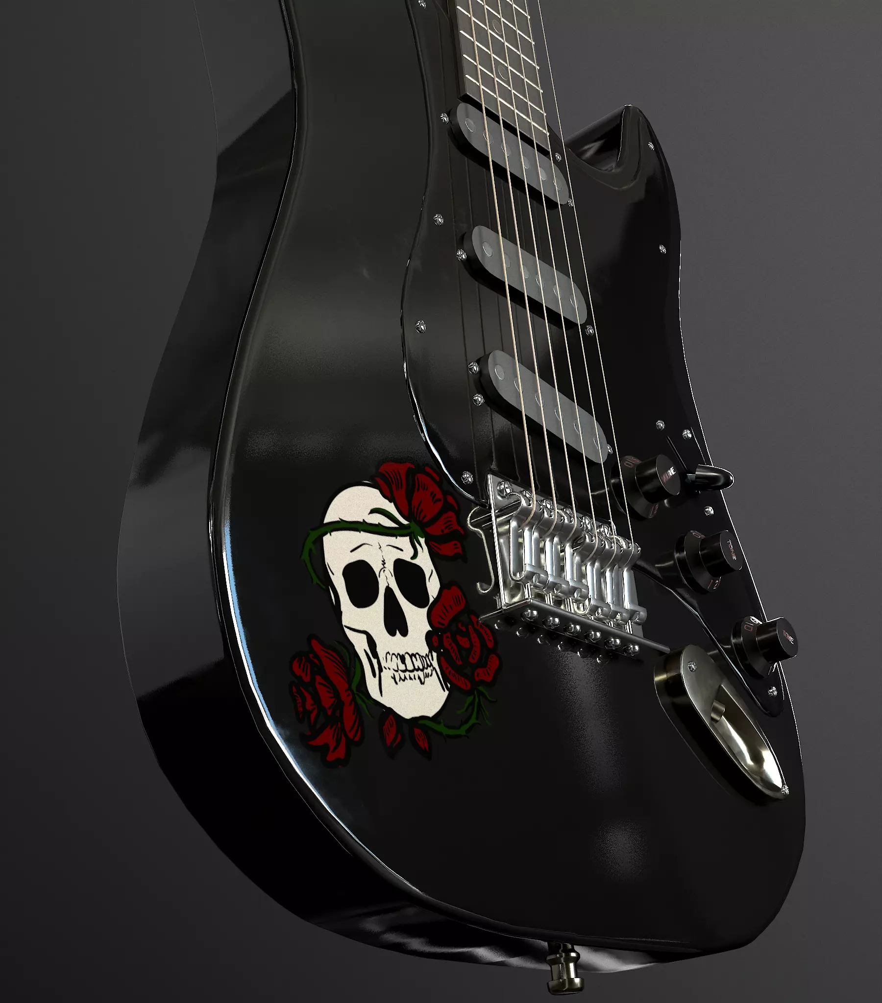 Rock Guitar with Amplifier Low-poly 3D model_0