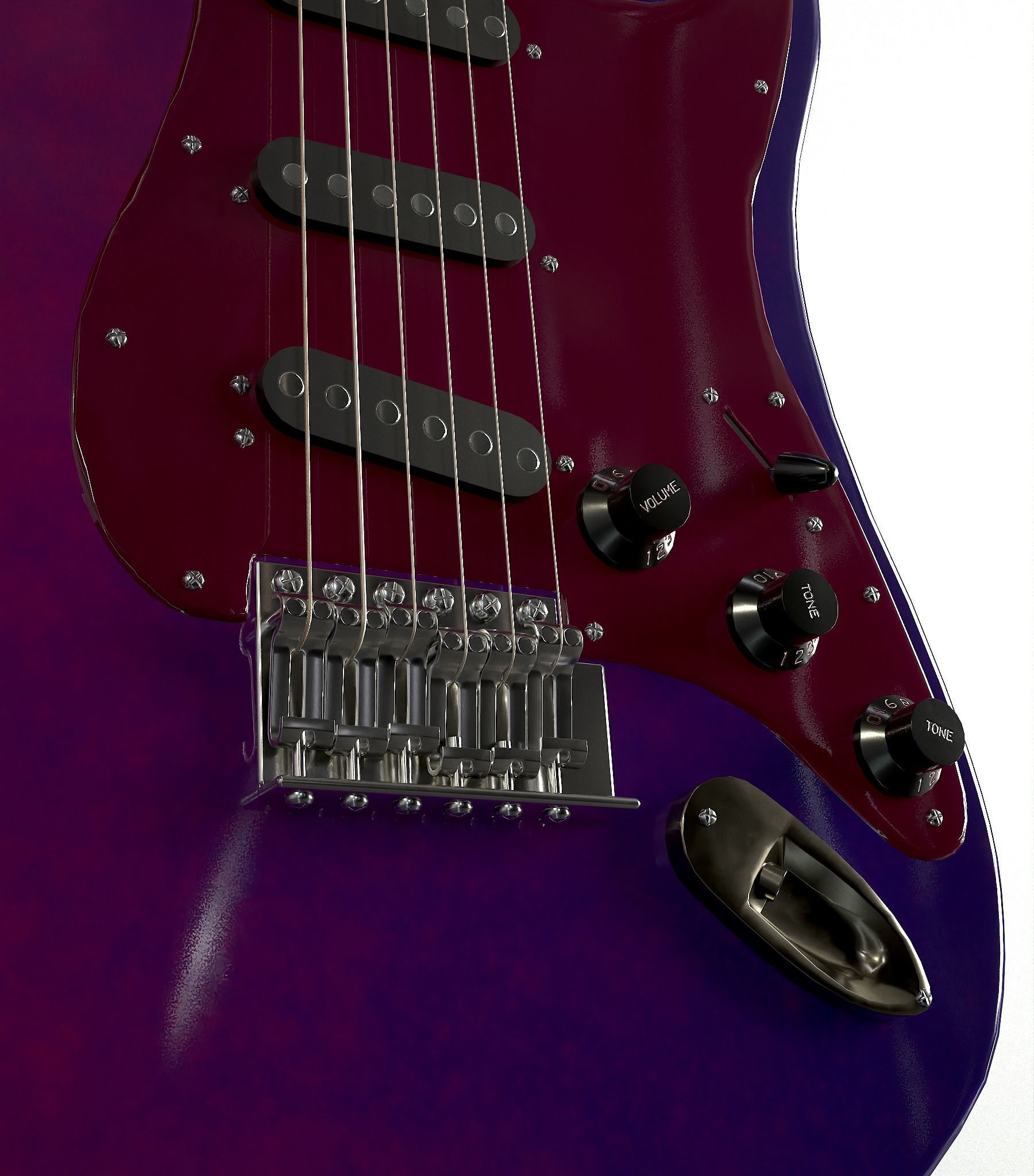 Rock Guitar with Amplifier Low-poly 3D model_10