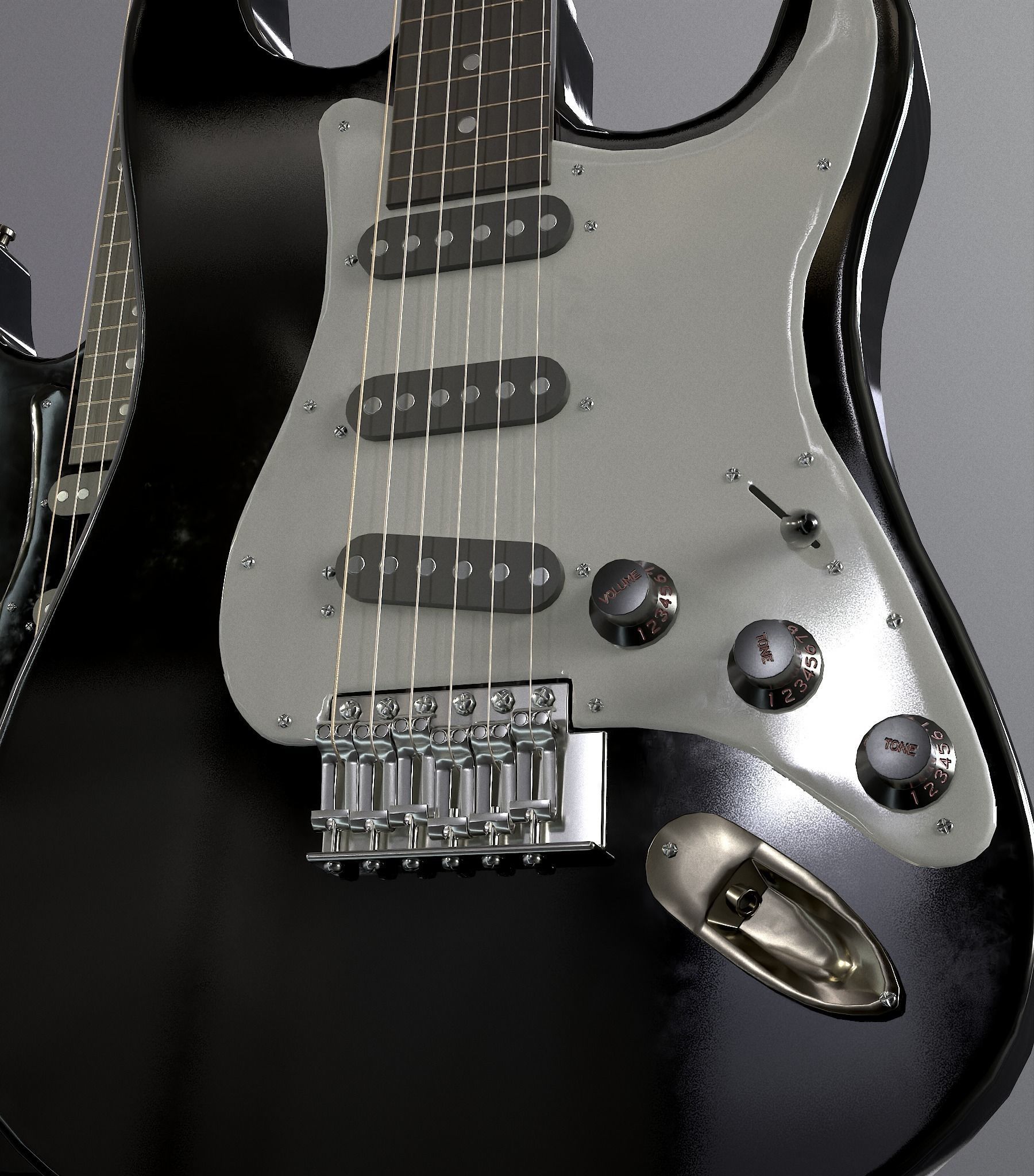 Rock Guitar with Amplifier Low-poly 3D model_12