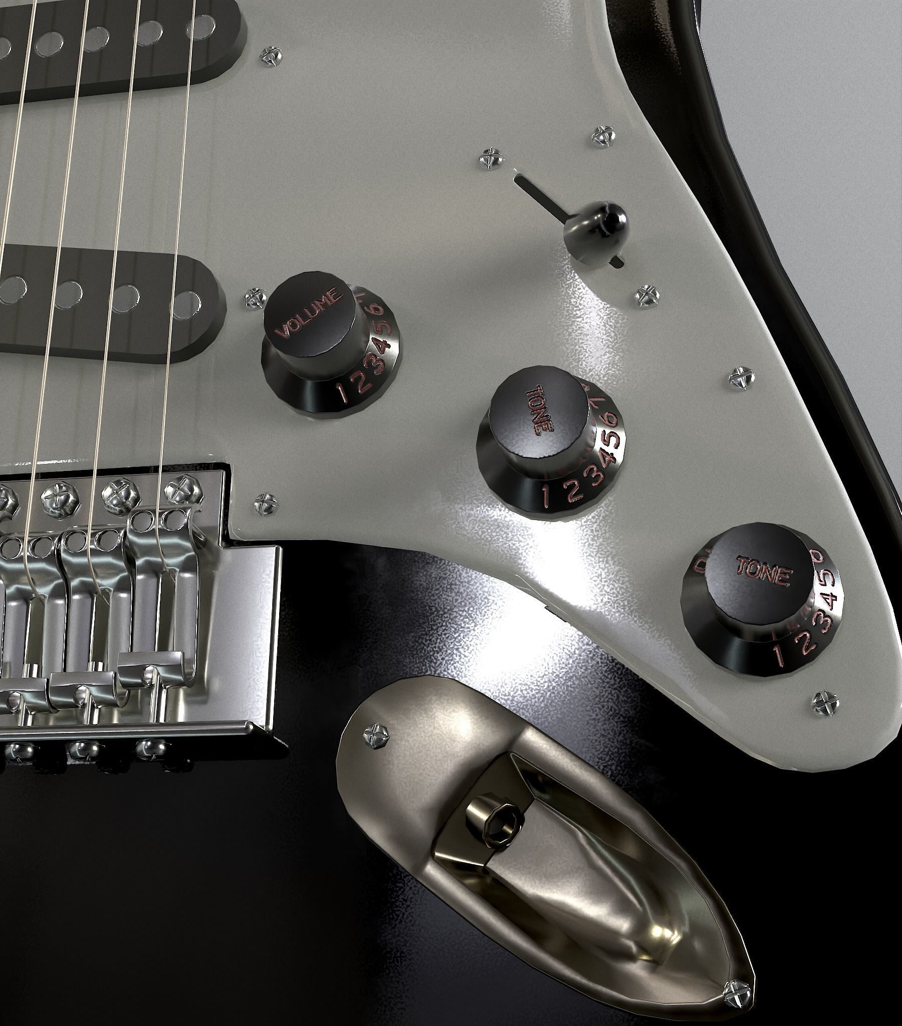 Rock Guitar with Amplifier Low-poly 3D model_11