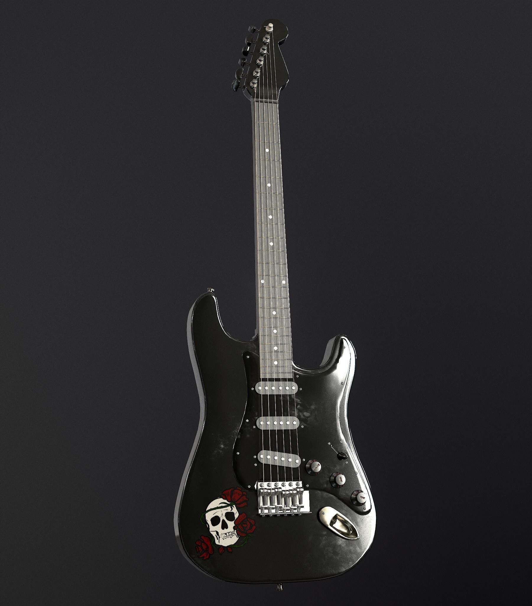 Rock Guitar with Amplifier Low-poly 3D model_19
