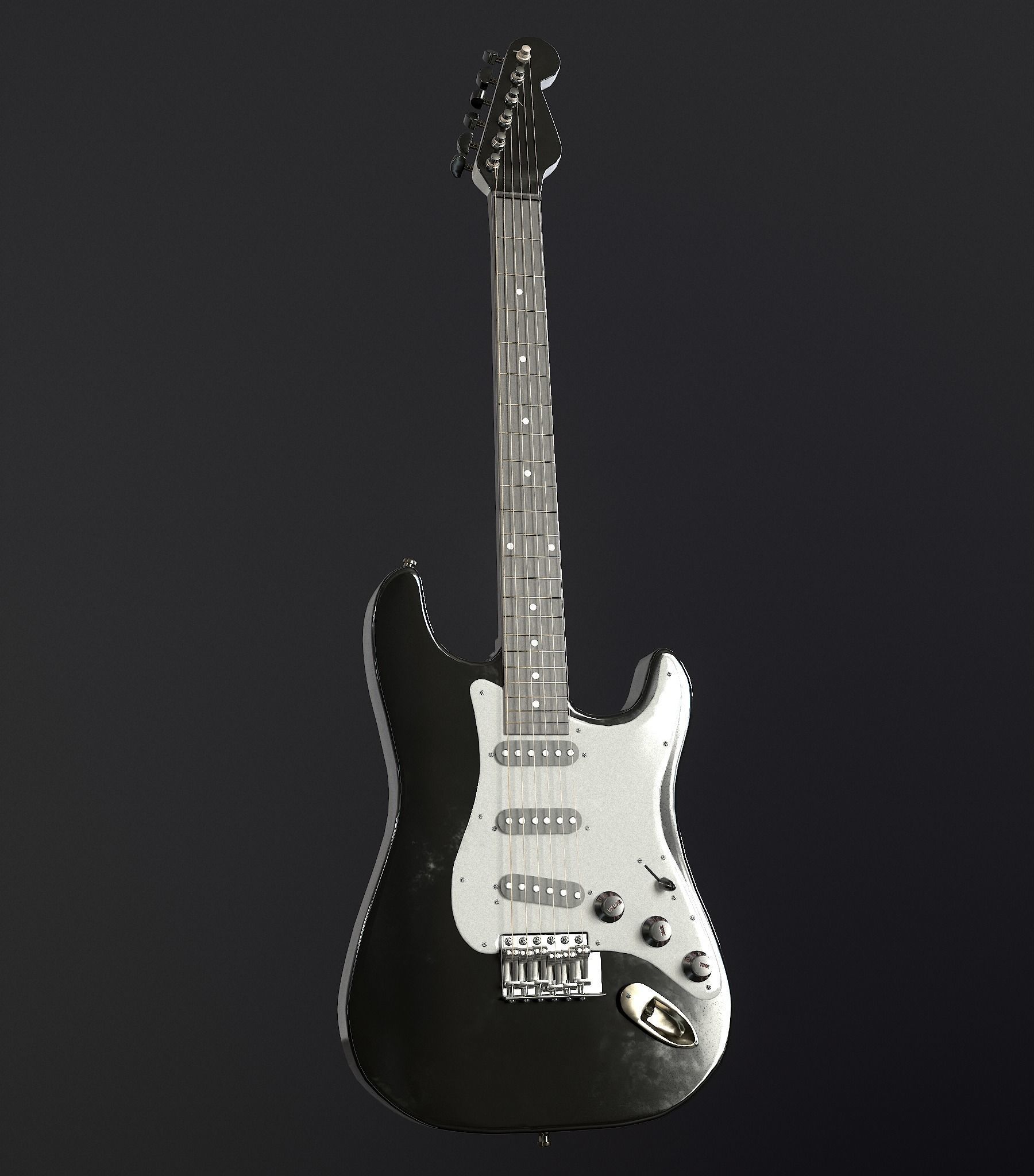 Rock Guitar with Amplifier Low-poly 3D model_17