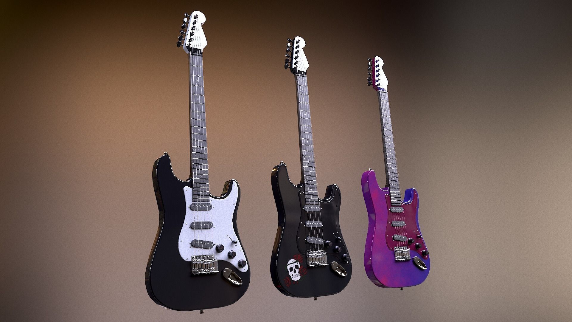 Rock Guitar with Amplifier Low-poly 3D model_28