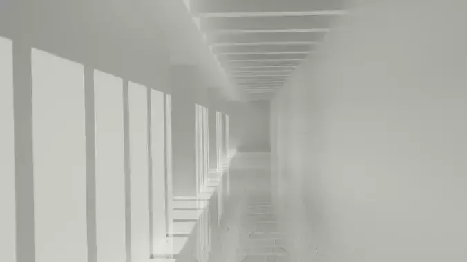 Minimalistic hallway 3D model - low poly