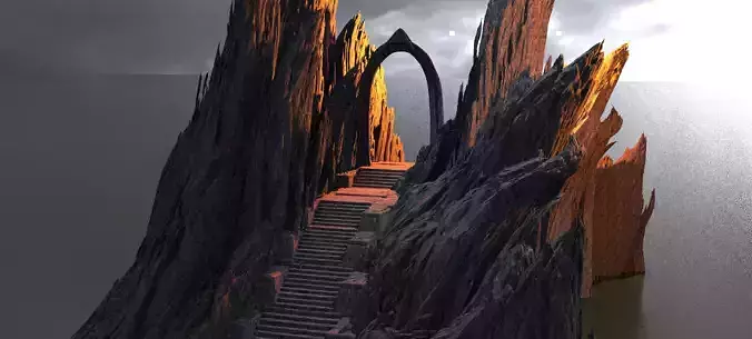 Dantes Underworld Staircase Archway 3D model