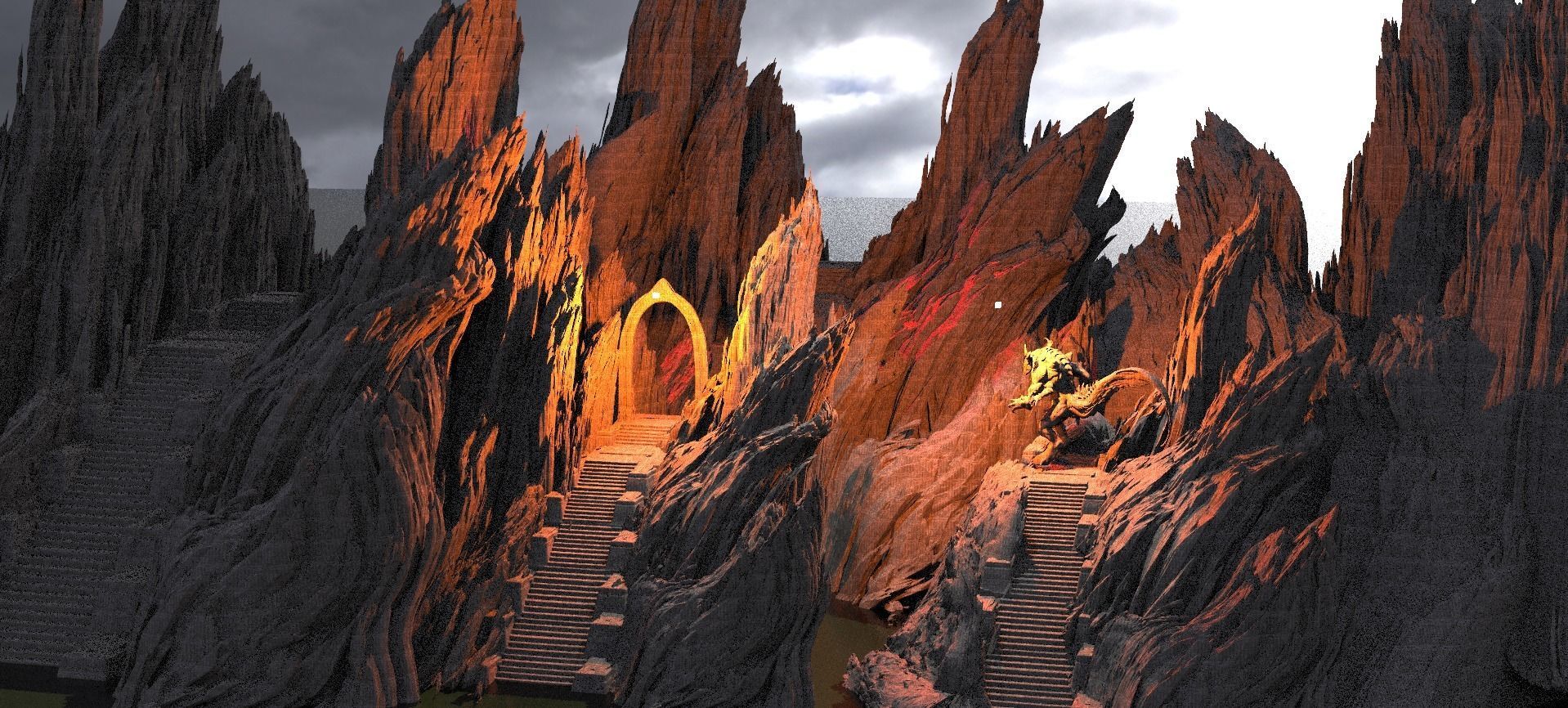 Dantes Underworld Staircase Tunnels Kit bash 3D model_1