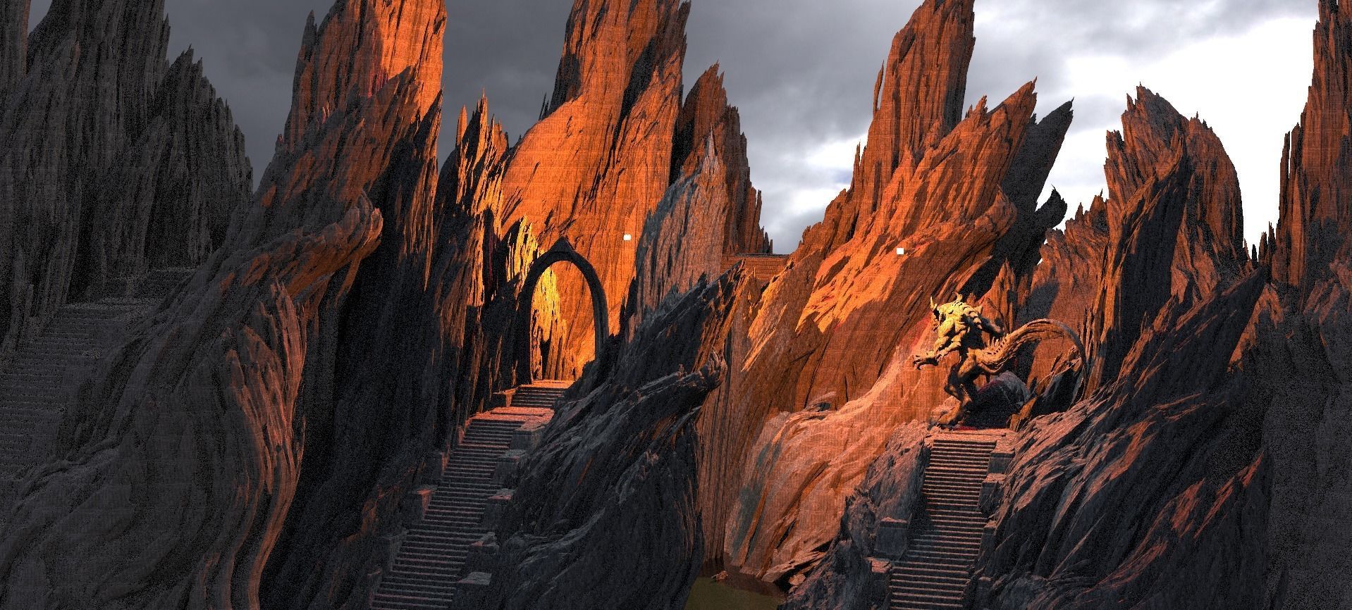 Dantes Underworld Staircase Tunnels Kit bash 3D model_4